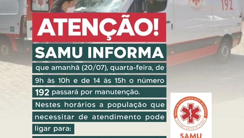 Linha 192 do Samu ficará fora do ar hoje (20); FMS divulga número para emergências