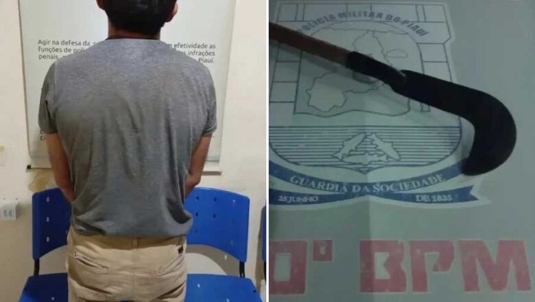 Homem é preso após tentar matar mãe e quatro familiares com foice no Piauí