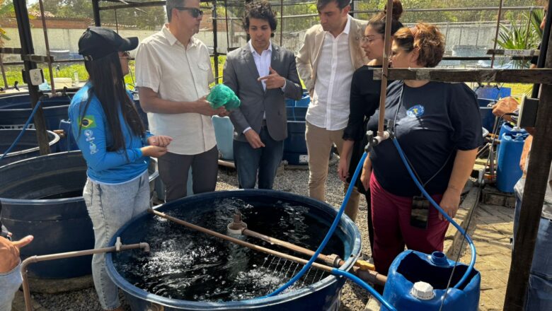 Comitiva italiana visita fazenda de camarão em Ilha Grande e estação de aquicultura em Parnaíba