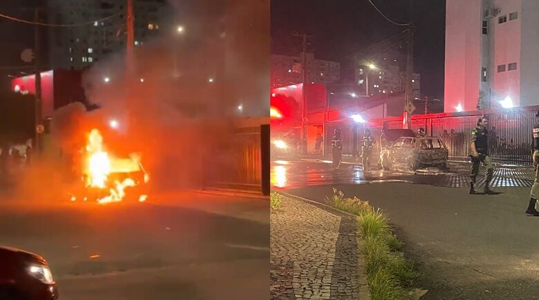 Casal e criança escapam após carro pegar fogo no na zona sul de Teresina
