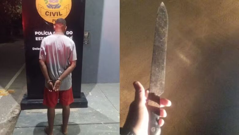 Suspeito é preso após invadir residência, quebrar objetos e ameaçar mulher com facão no Piauí