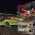 Ônibus perde o controle, colide com carro e deixa região sem energia na zona Norte de Teresina