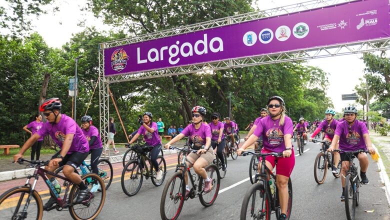 SSP-PI promove pedalada e mobiliza população pelo fim da violência contra a mulher em Teresina