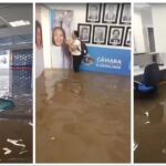 Forte chuva alaga Câmara Municipal de Vereadores e água chega até o joelho