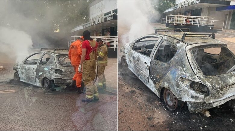 Carro pega fogo em avenida da zona Leste de Teresina; 3º caso em 24 horas